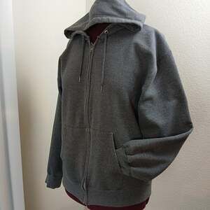 Hanes Ultimate Cotton Grey Hoodie Mens M (38-40) classic front zip long sleeve